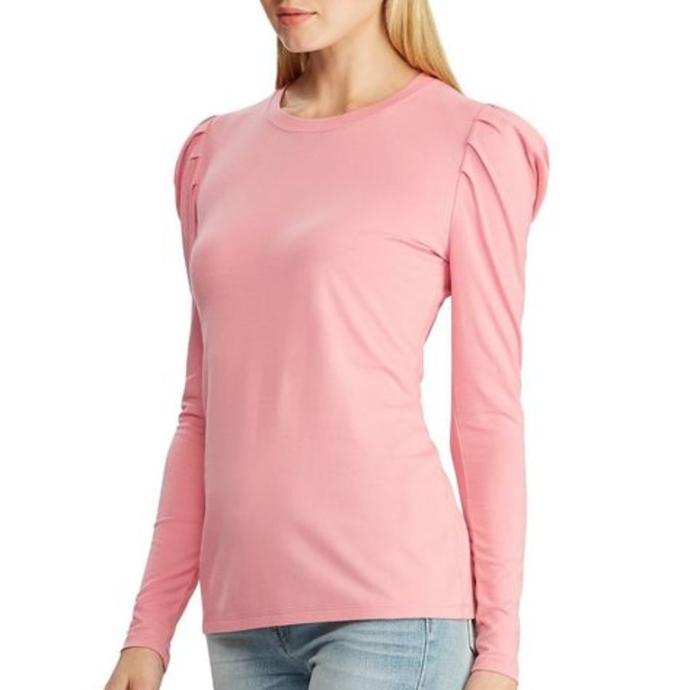 NWT Lauren Ralph Lauren Puffed Sleeve Top Pink - Picture 1 of 4